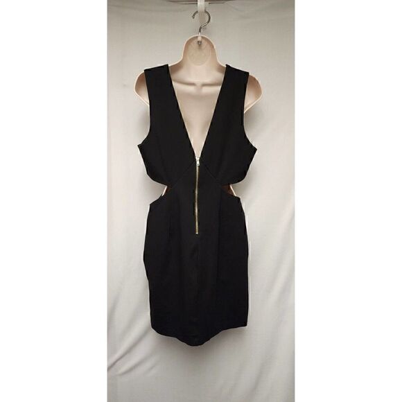 GB Black Bodycon Dress With V-Neck And Cut Out Sides Sz XL Front Slit Juniors - Picture 4 of 6